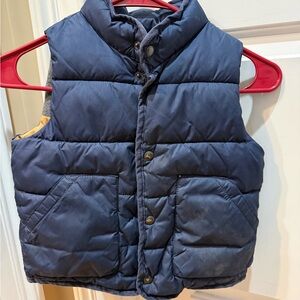 Baby GAP Navy Quilted / Gray Fleece lined VEST snap buttons / zipper front